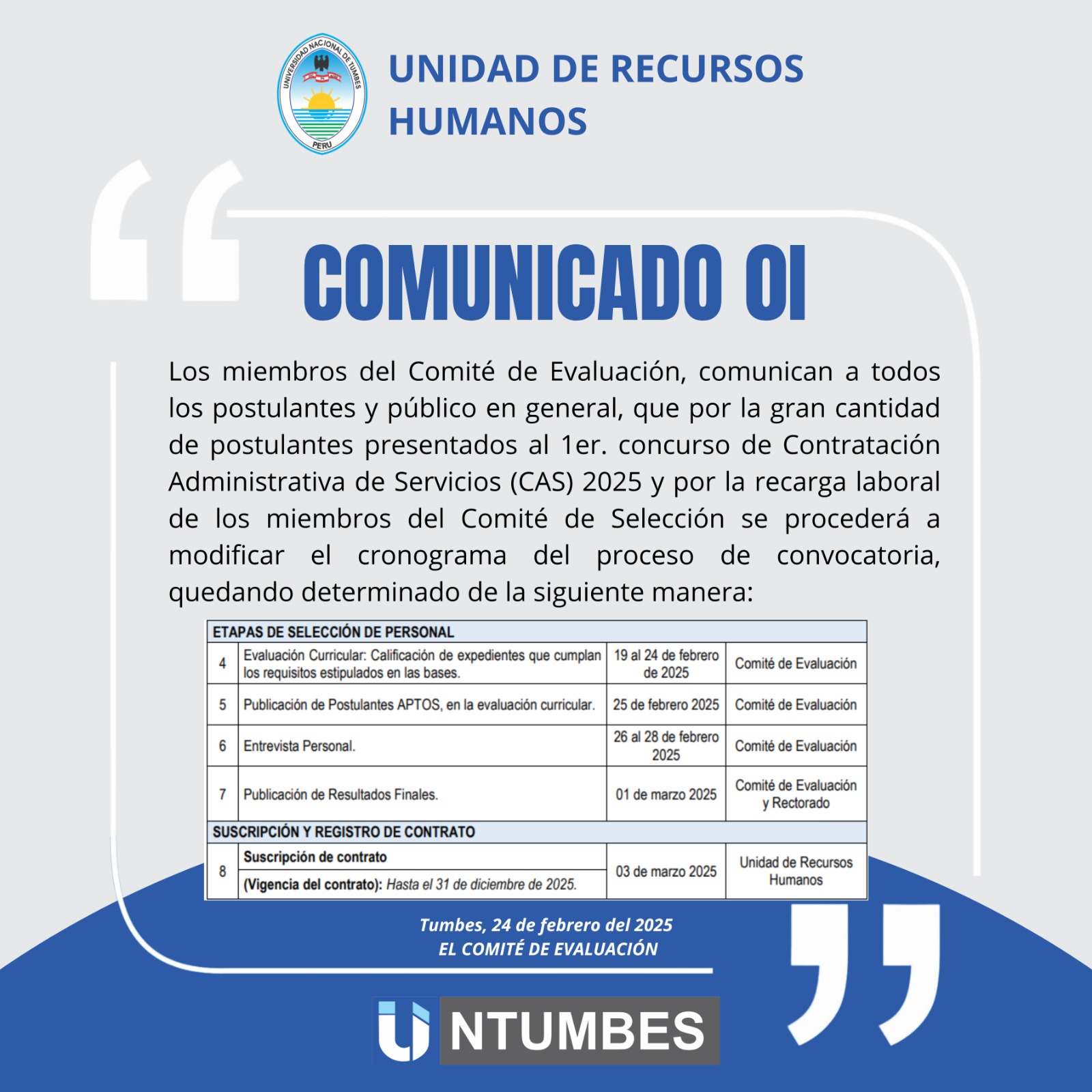 Comunicado 01 CAS -2025