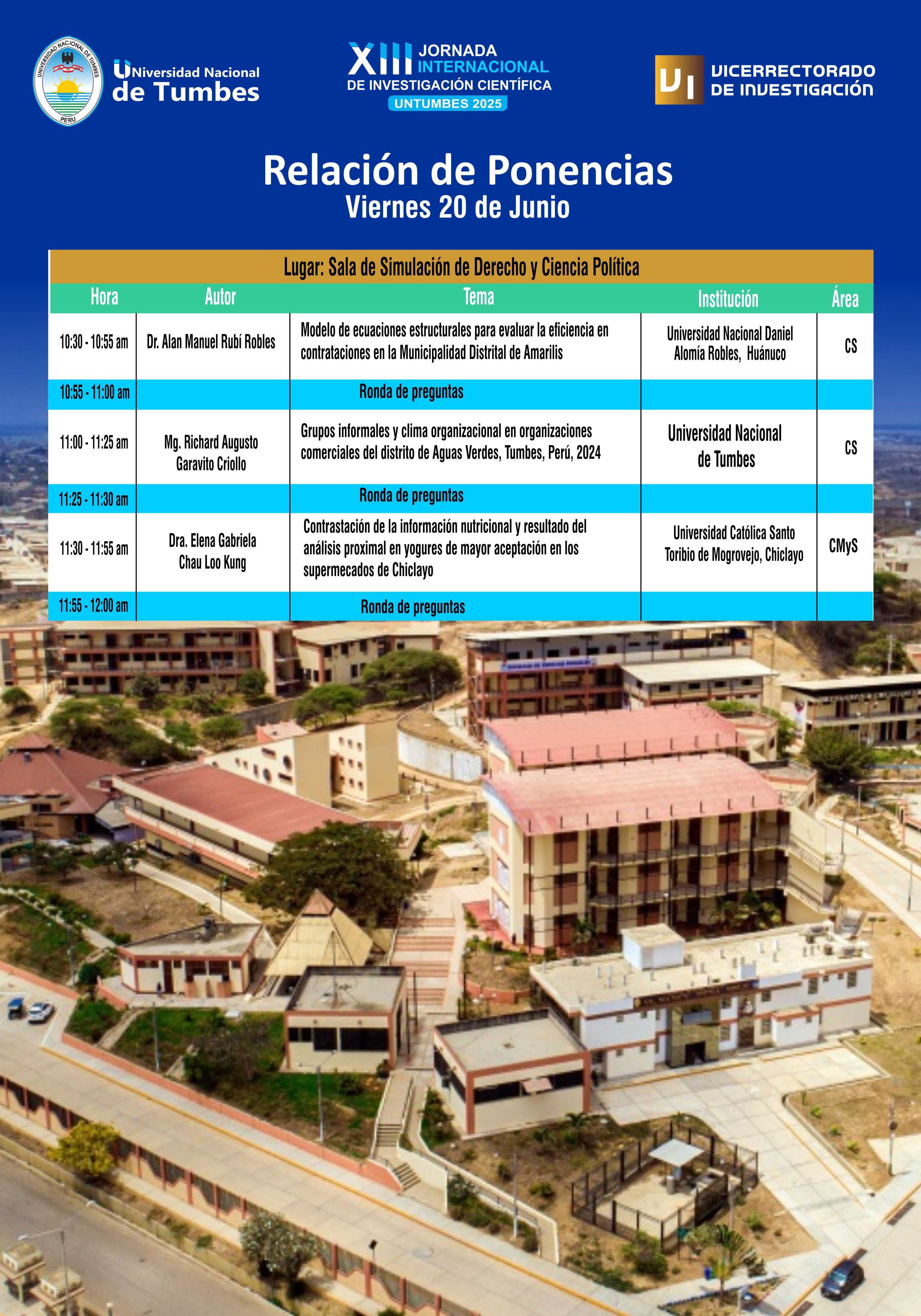 Relación de ponencias del Viernes 20 de Junio 